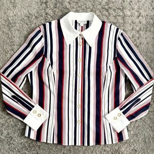 Women’s St John Sport by Marie Gray Blouse Stripe Fitted Button Down